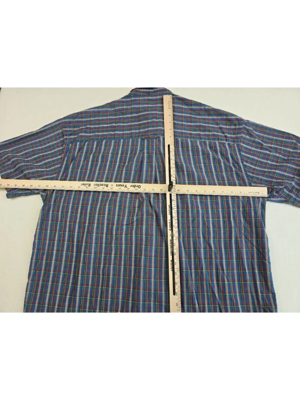 Gant Mens XL Indigo Cotton Short Sleeve Plaid Button-Up Shirt - Picture 4 of 4